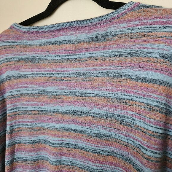 Ruby Rd. Top Knit Striped Petite Blue Purple Orange Pocket Cinched Sides Casual - Picture 8 of 10